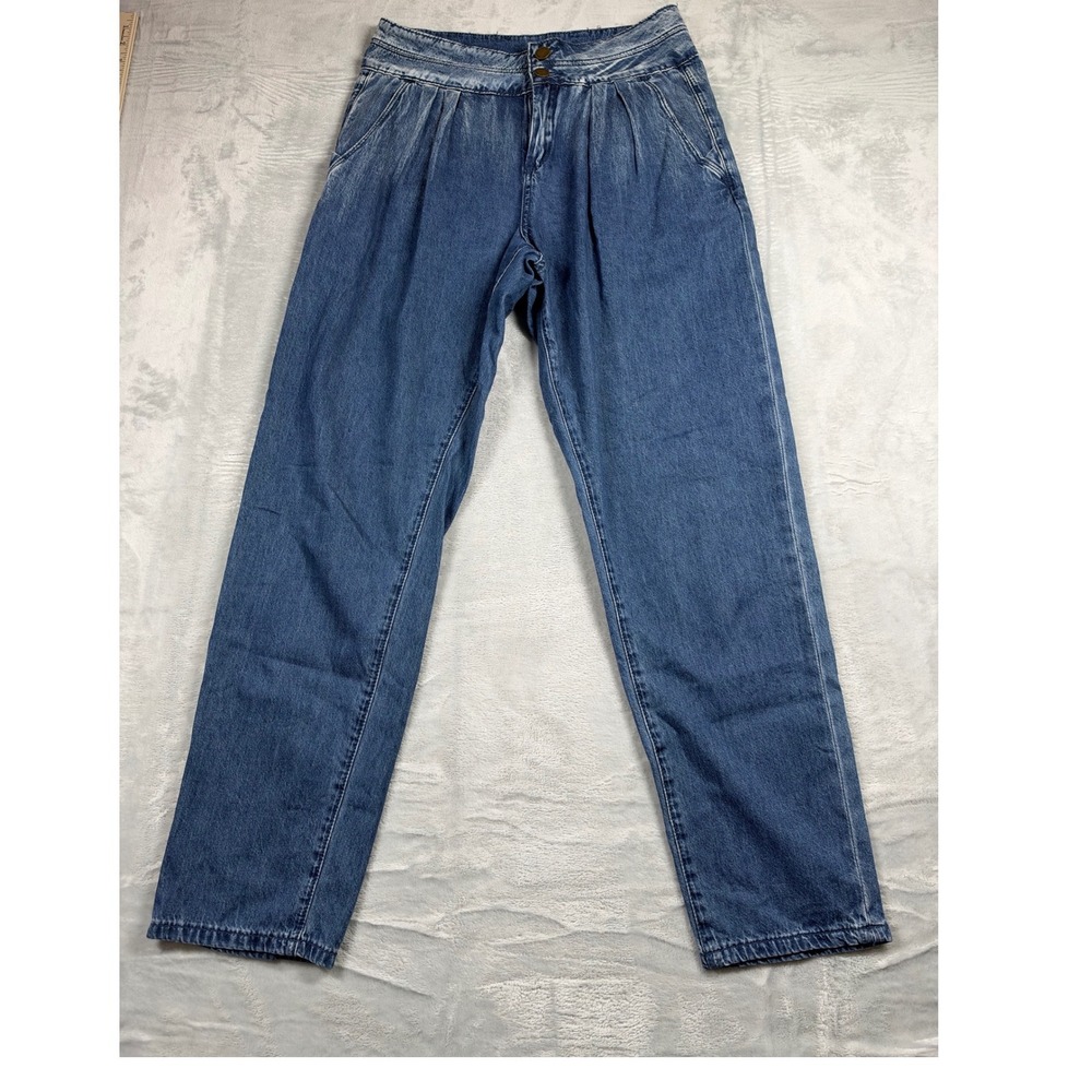 BLANKNYC The Balloon Jeans Women 27 Blue Pleated Bo Legged High Rise 100% Cotton